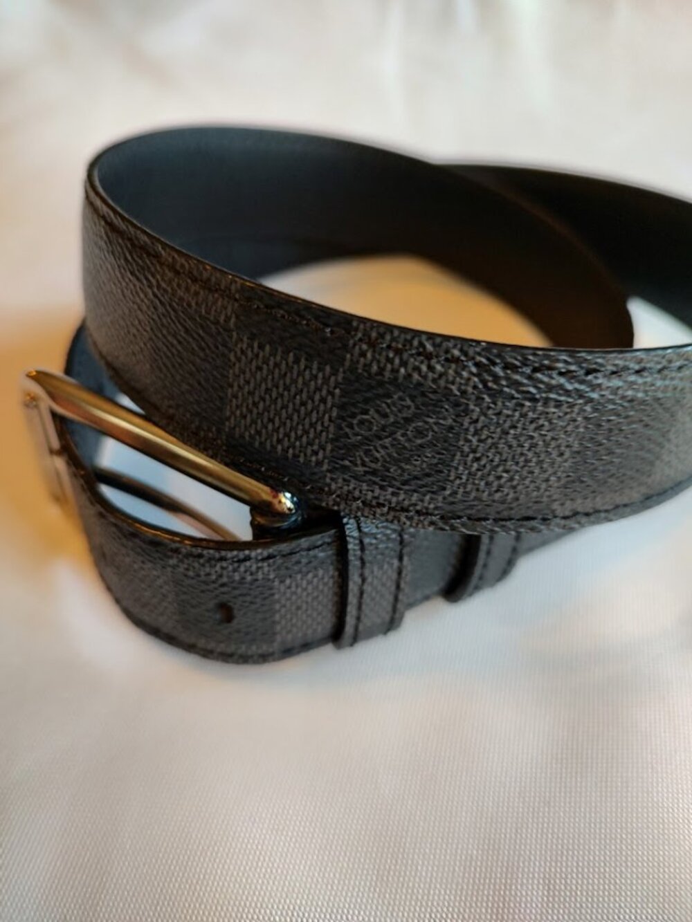 Louis Vuitton Ladies Belt, Damien Graphite Charcoal Black, Size 34/85
